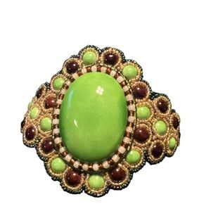 Cara New YorkVibrant Green and Brown Beaded bracelet